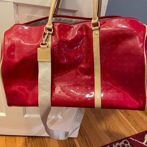 ARCADIA Red Patent Leather Duffle Bag Weekender